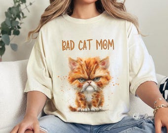 Bad Cat Mom T-Shirt | Mürrisches oranges Kätzchen-Grafik-T-Shirt