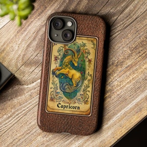 携帯電話ケース、タフケース、星座タロットカード携帯電話ケース、ビンテージスタイル、山羊座占星術サイン携帯電話ケース、星座ギフト