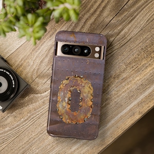 Tough Cases, Initial O phone case, personal initial case, welded metal look, rusty metal looking phone case, rugged style, industrial look O