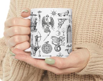 Mittelalterliche Illustrationen Tasse | Keramik Kaffeetasse, 11oz, 15oz