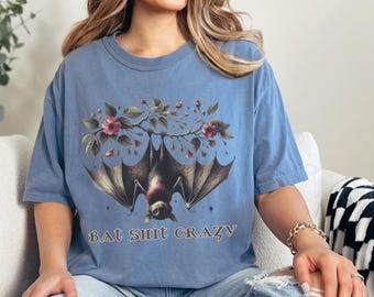 Gothic Bat Floral Skull T-Shirt | Vintage Horror Tee