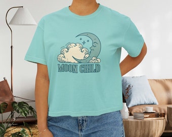 Moon Child Boxy Tee: Women's Cropped Cotton T-Shirt