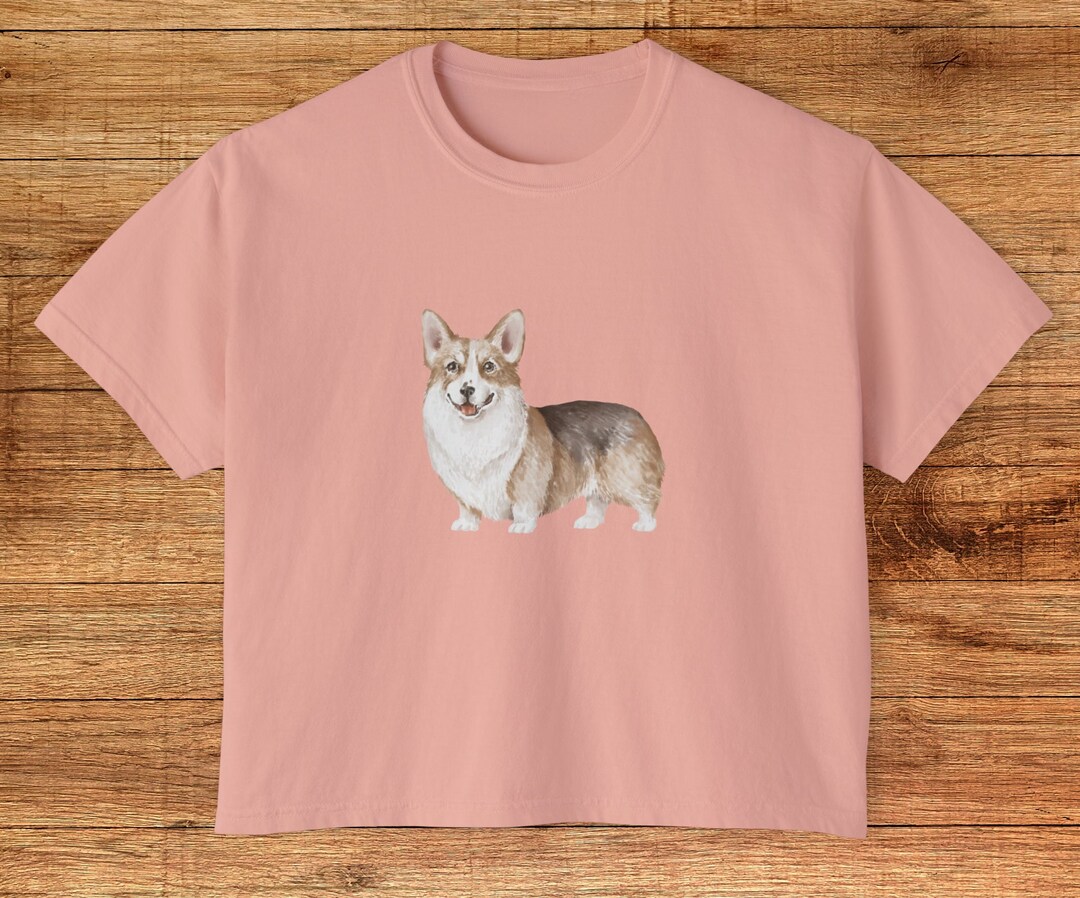 Corgi Dog T-shirt: Women's Boxy Crop Top, Comfy Cotton Tee - Etsy