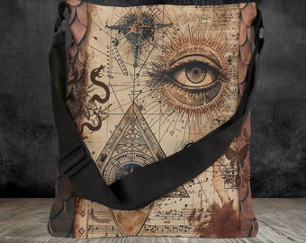 Mystic Eye Tote Bag: Alchemy Esoteric Design, Adjustable Strap
