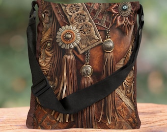 Boho Chic Faux Leather Tote Bag: Adjustable Western Style