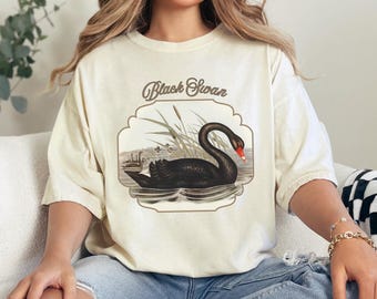 Black Swan-T-shirt: uniseks bohostijl, cadeau voor natuurliefhebber