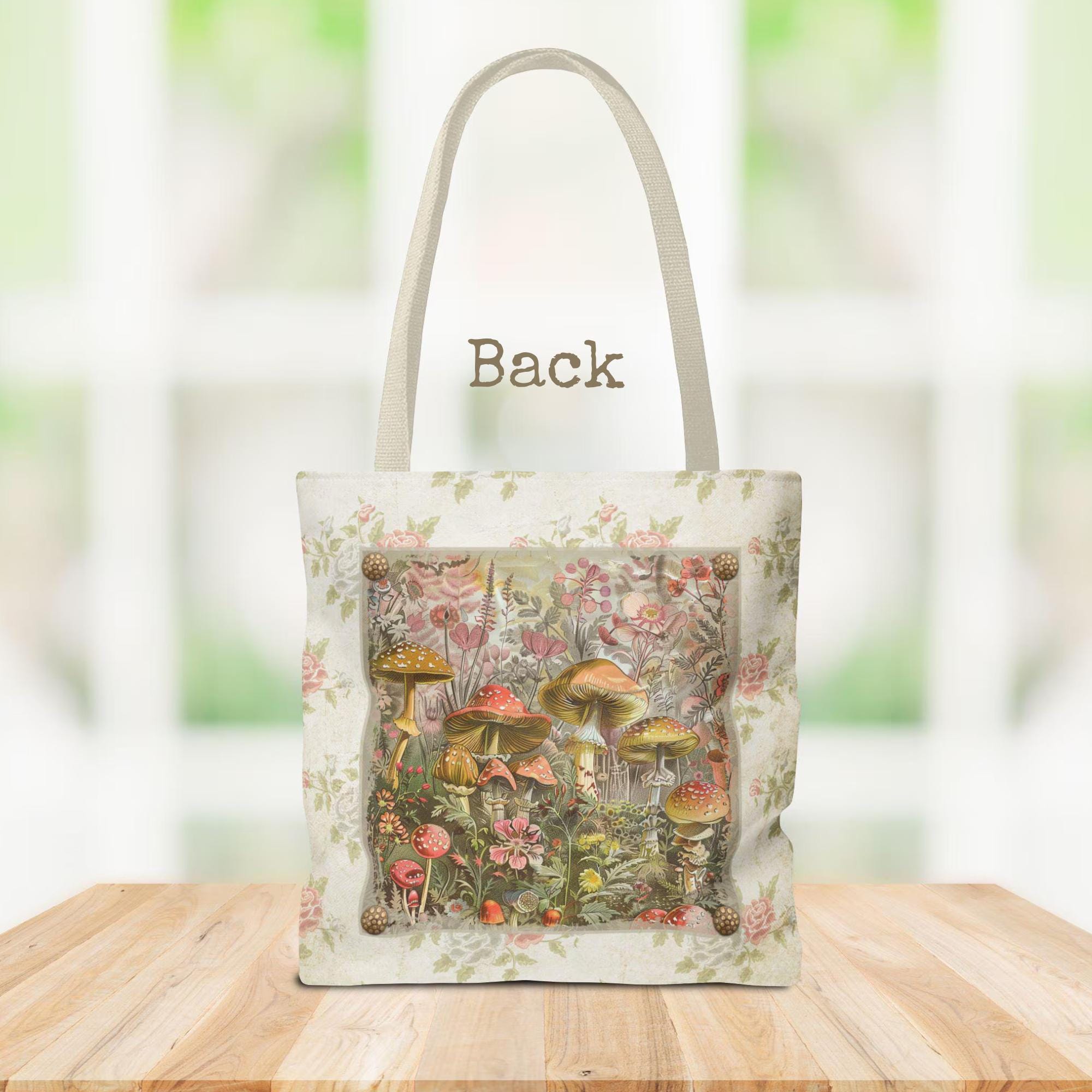 Floral Mushroom Tote Bag: Eco-friendly Polyester Carryall - Etsy