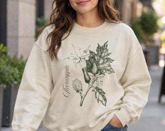 Thornapple Botanisches Sweatshirt | Rundhalsausschnitt für Naturliebhaber | Floraler Pullover im Cottagecore-Stil | Gemütliches Unisex-Sweatshirt