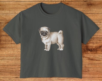 Pug Pup T-Shirt, Women's Oversized Boxy Comfort Colors Tee