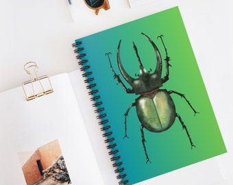 Horned Beetle notebook, Spiral Notebook - Ruled Line, junk journal, journal, bug notebook, insect lovers, entomologist gift, student gift