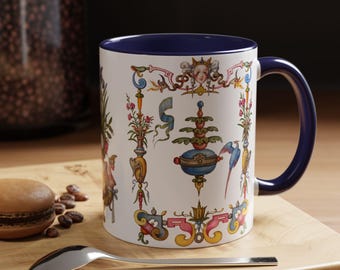 Rokoko Blumen Urne Muster Kaffeetasse, 11oz, 15oz