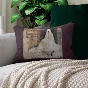 Autumn Ghost Lumbar Pillow: Spooky Season Home Decor