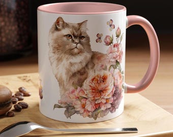Floral Ragdoll Katzen-Tasse | Akzent-Kaffeebecher