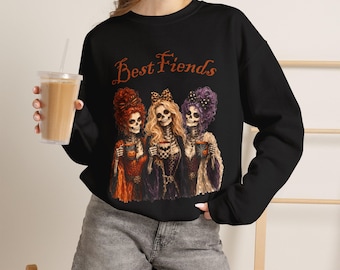 Fiends Skeleton Witches Crewneck | Halloween Spooky Friends Sweatshirt