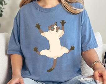 Clinging Siamese Cat T-shirt | Cute Cat Graphic Tee