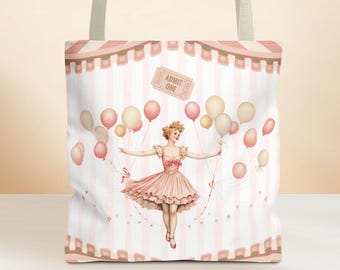 Circus Ballerina Tote Bag: Pink Carnival All Over Print