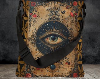Mystic Eye Tote Bag: Adjustable Gothic Witchcore Book Bag