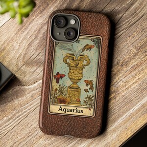 Étui pour téléphone, étuis solides, étui pour téléphone tarot signe du zodiaque, étui pour téléphone Verseau porteur ou porteur d'eau, étui pour téléphone signe astrologique Verseau,