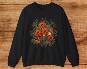 Sudadera con calavera floral de Halloween, estilo gótico caléndula