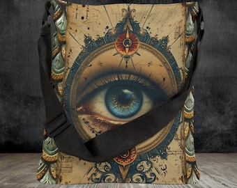 Mystic Third Eye Tote Bag: Gothic Dark Academia Adjustable Book Bag