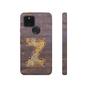 Tough Cases, Initial Z phone case, personal initial case, welded metal look, rusty metal looking phone case, rugged style, industrial look Z