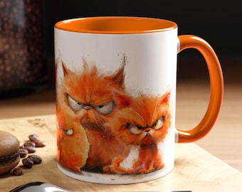 Grumpy Orange Kätzchen Kaffeebecher | Wütende Katze Design
