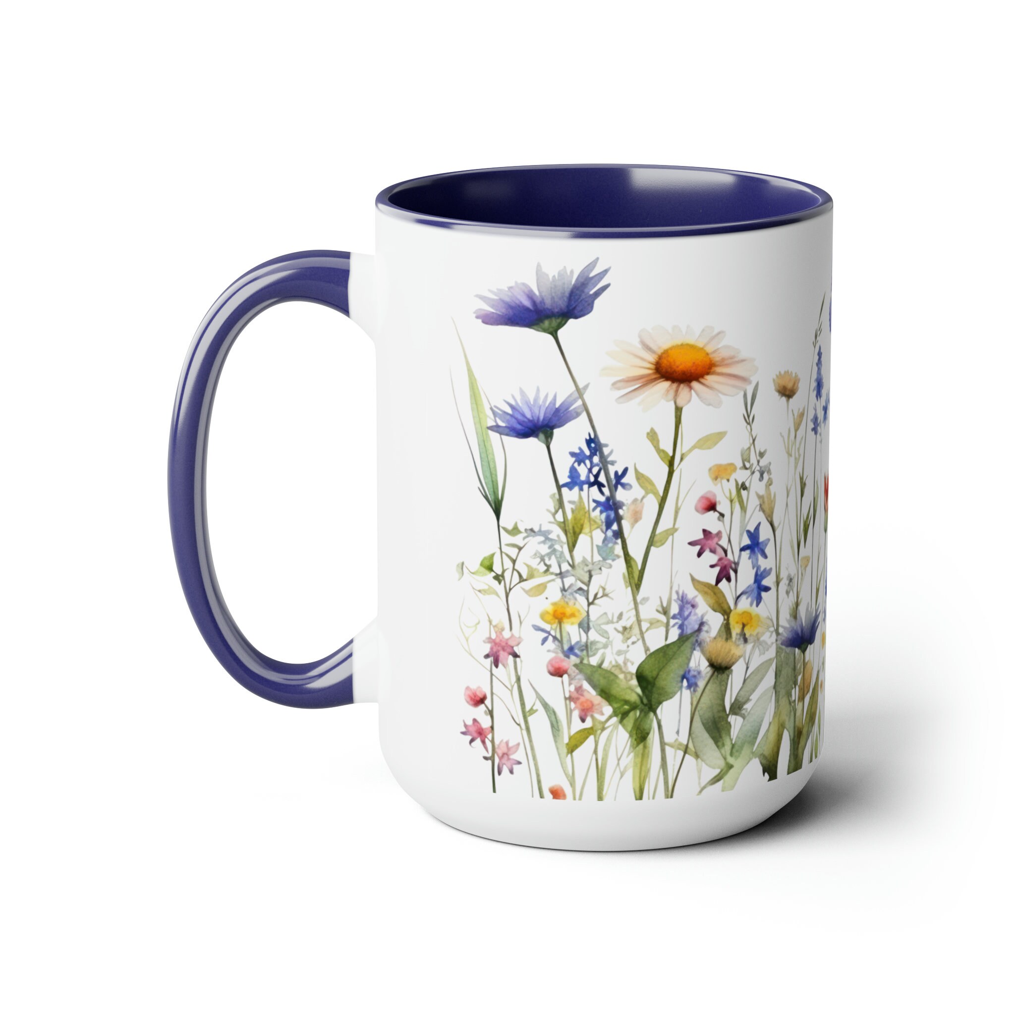 Wildflower Garden Coffee Mug: Cottagecore Two-tone Ceramic Mug (15oz ...