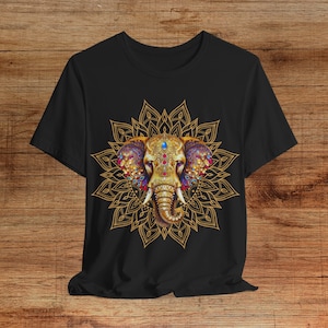 Mandala Elephant t shirt, Unisex Jersey Short Sleeve Tee, mandala t shirt, festival elephant t shirt, colorful decorated Indian elephant