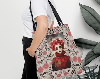 Draagtas Dag van de Dode Bloemenschedel | Portret suikerschedel, bloemmotief, gotisch, raar