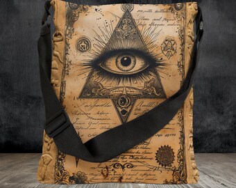 Mystical Third Eye Tote Bag: Dark Academia All-Seeing Eye