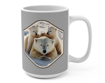 Taza de café "Mamá Osa Polar" de 15 oz: regalo para amantes de los animales