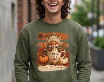 Pumpkin Spice Fox Sweatshirt | Autumn Pumpkin Coffee Cozy Fall Design