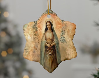 Blessed Mary Mother of Jesus Ceramic Ornaments 2-Side Printed ornament bundles Christmas Holiday tree decorative religious Catholic ornament