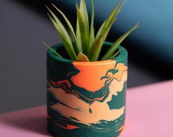 Vaso piccolo verde, pesca e arancione neon