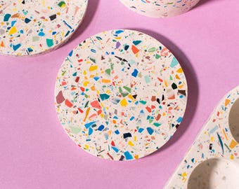 Set di 2 sottobicchieri in terrazzo multicolore
