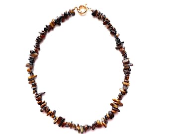 COLLAR OJO DE TIGRE / Piedras preciosas naturales, hecho a mano por la artista Simone Chagoya