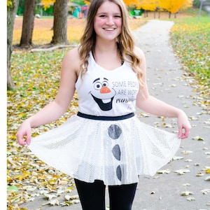 Olaf Running Costume, Frozen Costume, Olaf Shirt, Olaf Tank, Sparkle Skirt, Running Skirt, Running Costume, Snowman Costume, Frozen Shirt