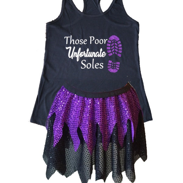 Ursula Running Costume, Ursula Costume, Fairy Tale Shirt, Ursula Tank, Sparkle Skirt, Running Skirt, Little Mermaid Running Costume