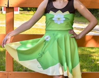 Princess Tiana Dress, Tiana Frog Princess Running Costume, Tiana Costume, Running Costume, Running Dress, Running Skirt, Running Outfit