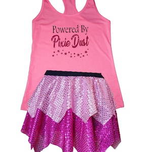 Rosetta Running Costume, Powered by Pixie Dust, Rosetta Costume, Fairy Tale Shirt, Fairy Costume, Sparkle Skirt, Running Skirt