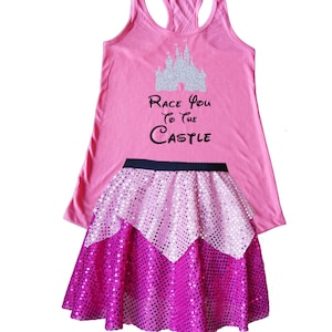 Sleeping Beauty Running Costume, Aurora Costume, Fairy Tale Shirt, Sleeping Beauty Tank, Sparkle Skirt, Running Skirt, Running Costume