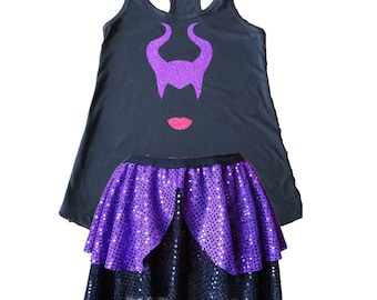 Maleficent Laufkostüm, Böse Königin Kostüm, Maleficent Tank, Glanzrock, Laufrock, Laufkostüm, Böse Königin Glanzrock