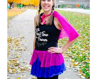 Anna Running Costume, Anna Costume, Fairy Tale Shirt, Frozen Tank, Sparkle Skirt, Running Skirt, Princess Costume