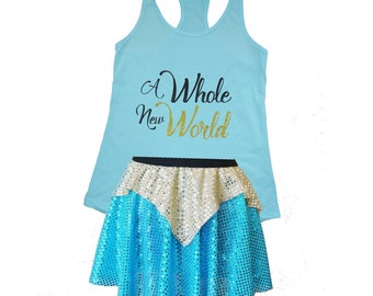 Jasmine Running Costume, Princess Jasmine Costume, Fairy Tale Shirt, Jasmine Tank, Sparkle Skirt, Running Skirt