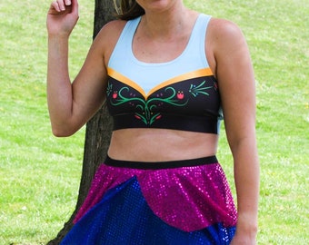 Anna Running Sports Bra, Anna Frozen Sports Bra Costume, Running Costume, Princess Costume, Princess Sports Bra, Cute Sport Bra, Run Disney