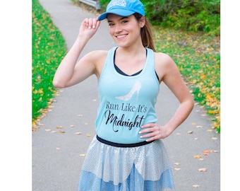 Cinderella Running Costume, Cinderella Adult Costume, Cinderella Shirt, Fairy Tale Shirt, Cinderella Tank, Sparkle Skirt, Running Skirt