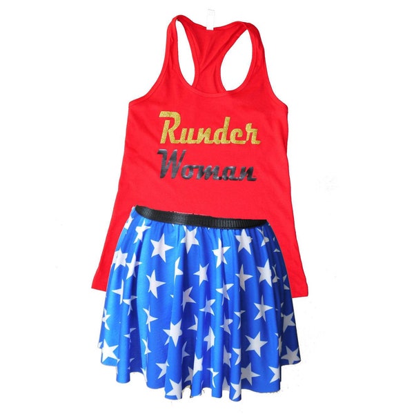 Runder Woman Running Costume, Runder Woman Shirt, Wonder Costume, Avenger Costume, Avenger Skirt, Super Hero Skirt