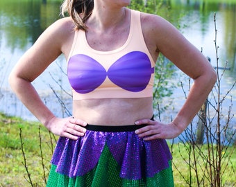 Ariel Little Mermaid Running Sports Bra, Arie Sports Bra Costume, Running Costume, Princess Costume, Princess Sports Bra, Mermaid Bra