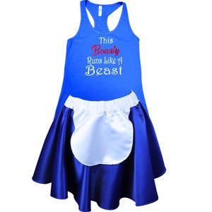 Provincial Belle Running Costume, Belle Beauty and Beast Costume, Fairy Tale Shirt, Sparkle Skirt, Running Skirt, Princess Running Costume