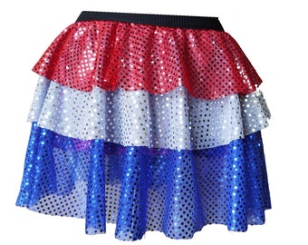 4th of July Skirt, Fourth of July Skirt, Sparkle Skirt, Running Skirt, USA Skirt, Red White & Blue Skirt, Race Tutu, American Flag Tutu